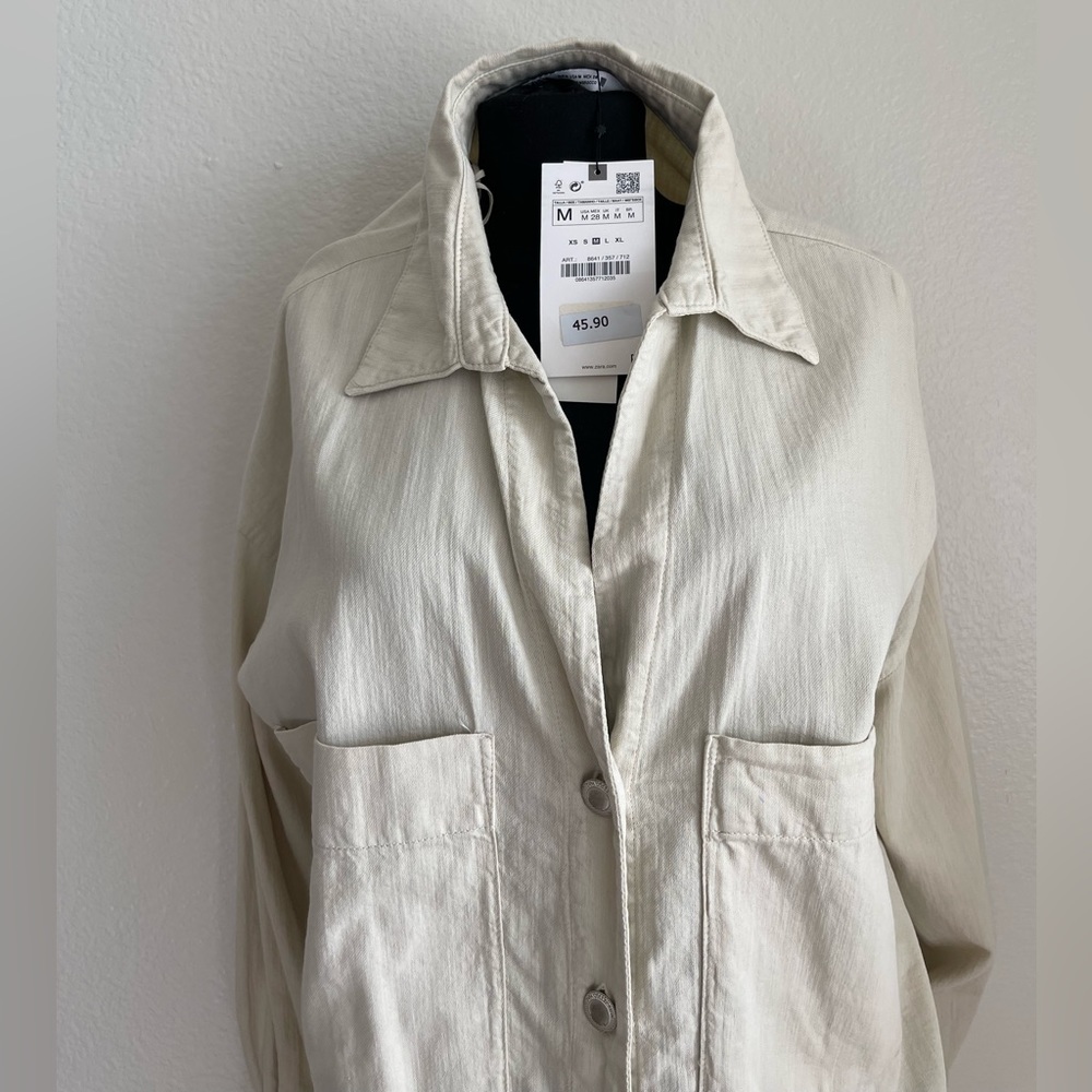 Zara Oversized Button Down Shirt - Ecru